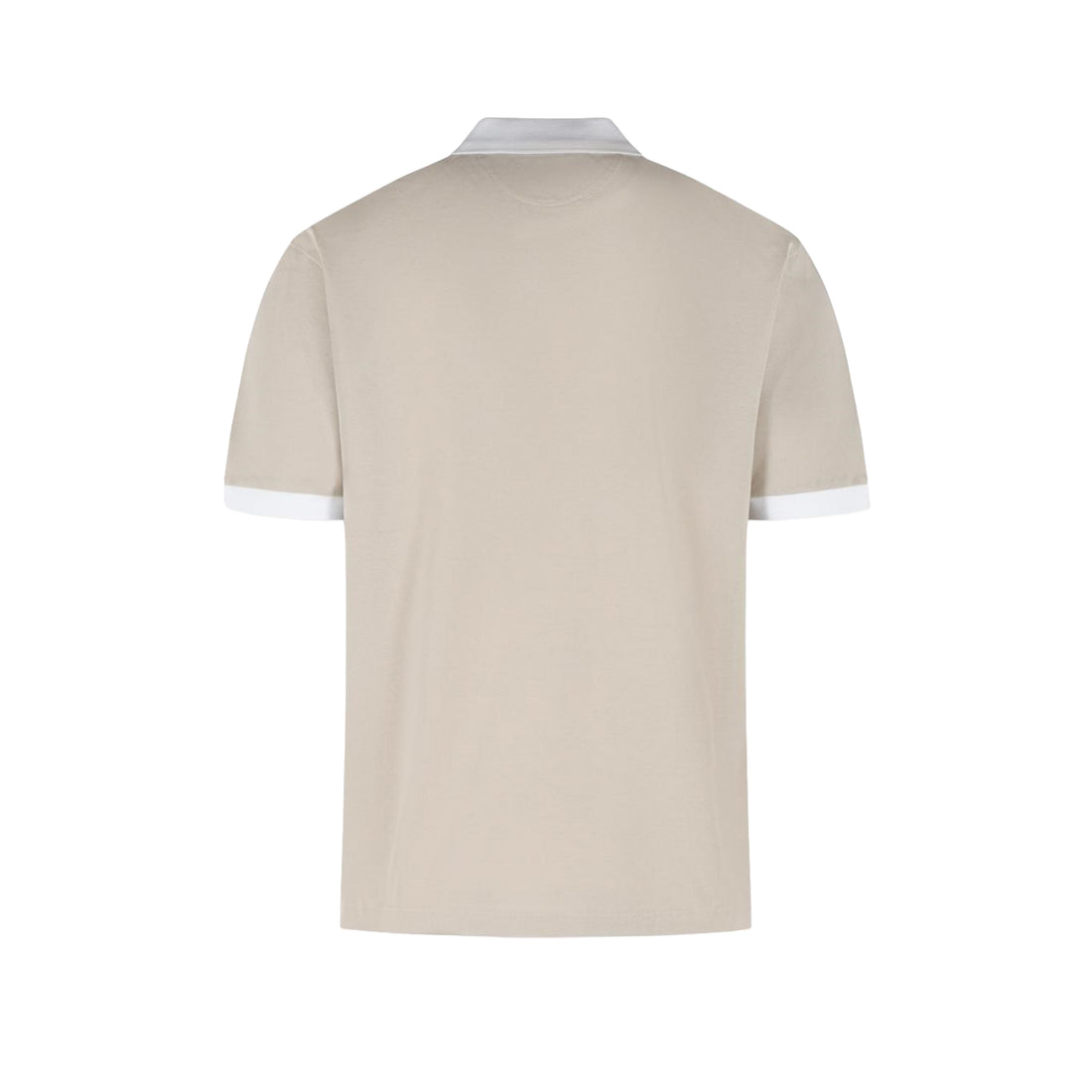 Sand Pique Cotton Polo Shirt with White Trims - ELEVENTY PLATINUM - Boutique Jacques International