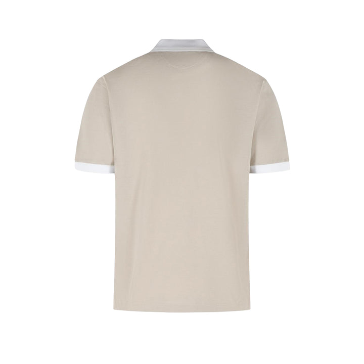 Sand Pique Cotton Polo Shirt with White Trims - ELEVENTY PLATINUM - Boutique Jacques International