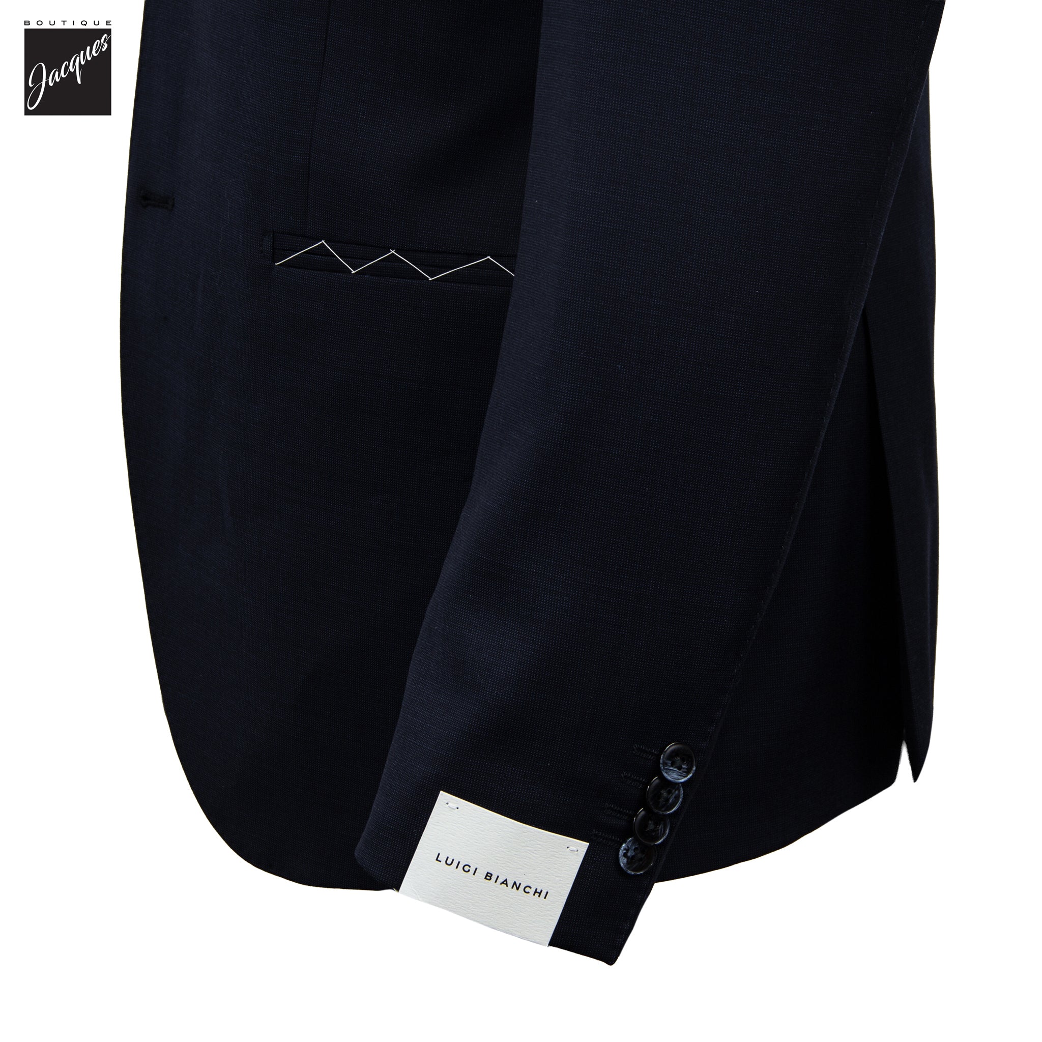 Dark Blue Neat Super Fine Merino Wool Mantua Slim Fit Suit - Luigi Bianchi