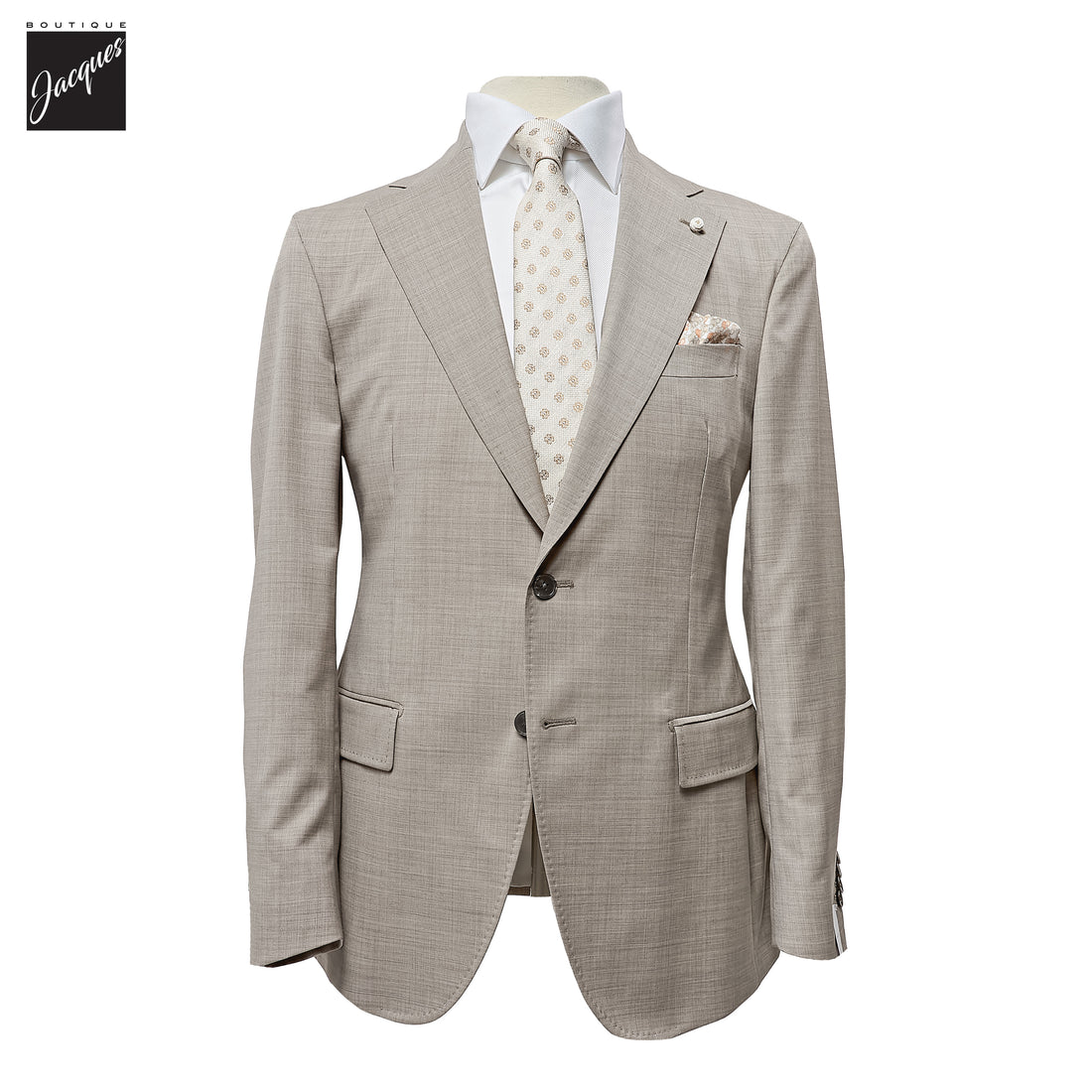 Beige Vitale Barberis Wool Cashmere Dream Contemporary Fit Suit - Luigi Bianchi - Boutique Jacques International