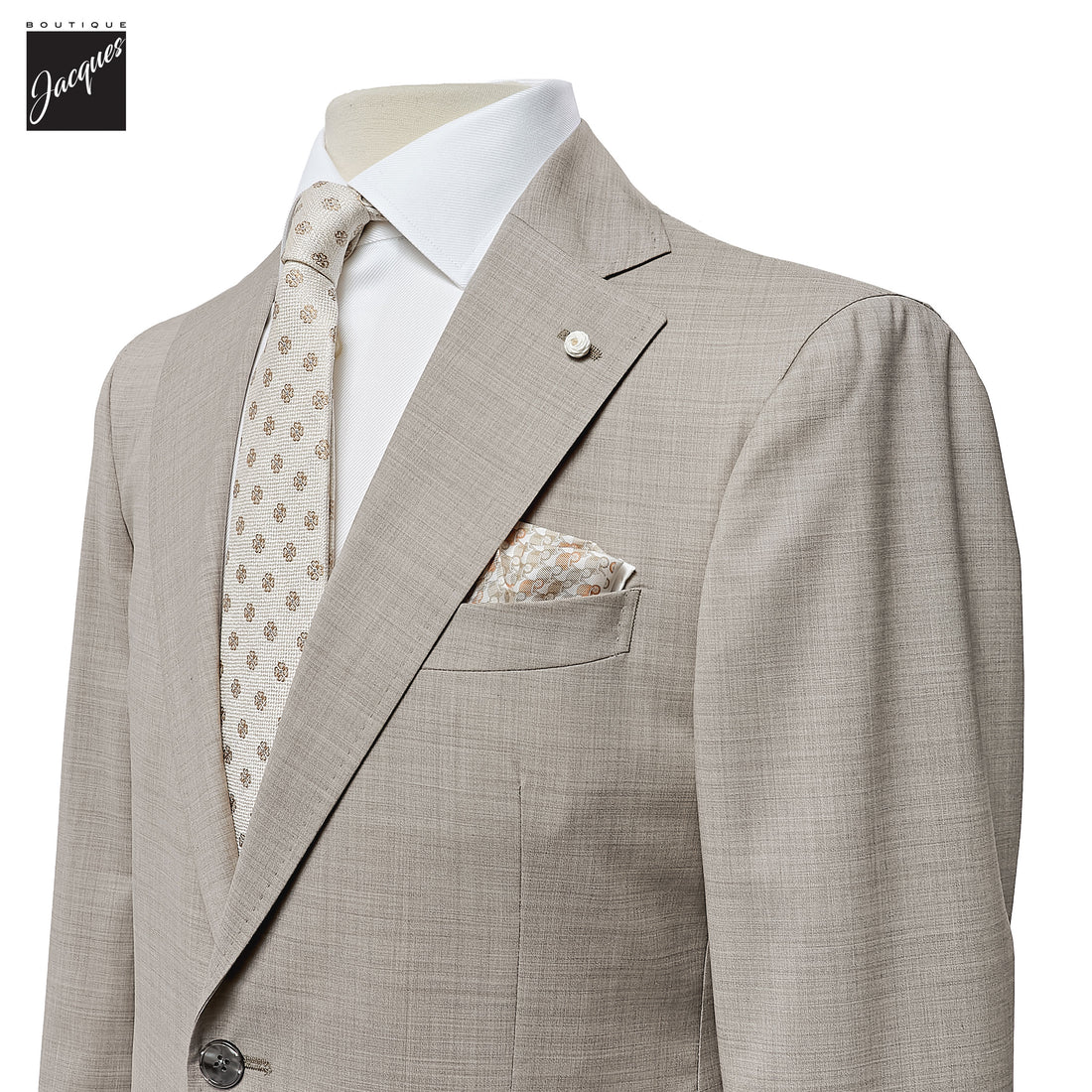 Beige Vitale Barberis Wool Cashmere Dream Contemporary Fit Suit - Luigi Bianchi - Boutique Jacques International