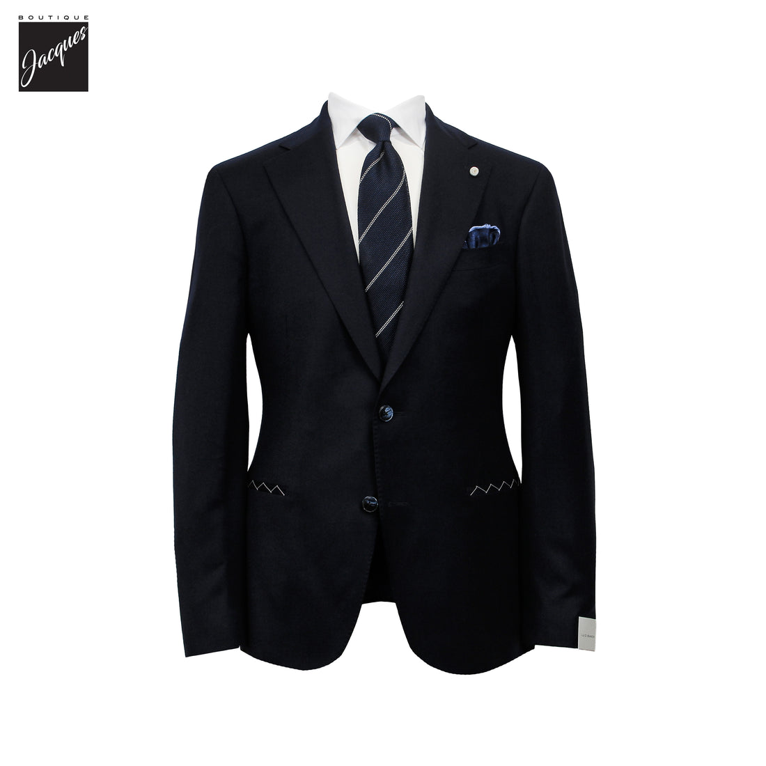 Navy Blue Solid Drago Skyfall Wool-Silk Blossom Fit Suit - Luigi Bianchi