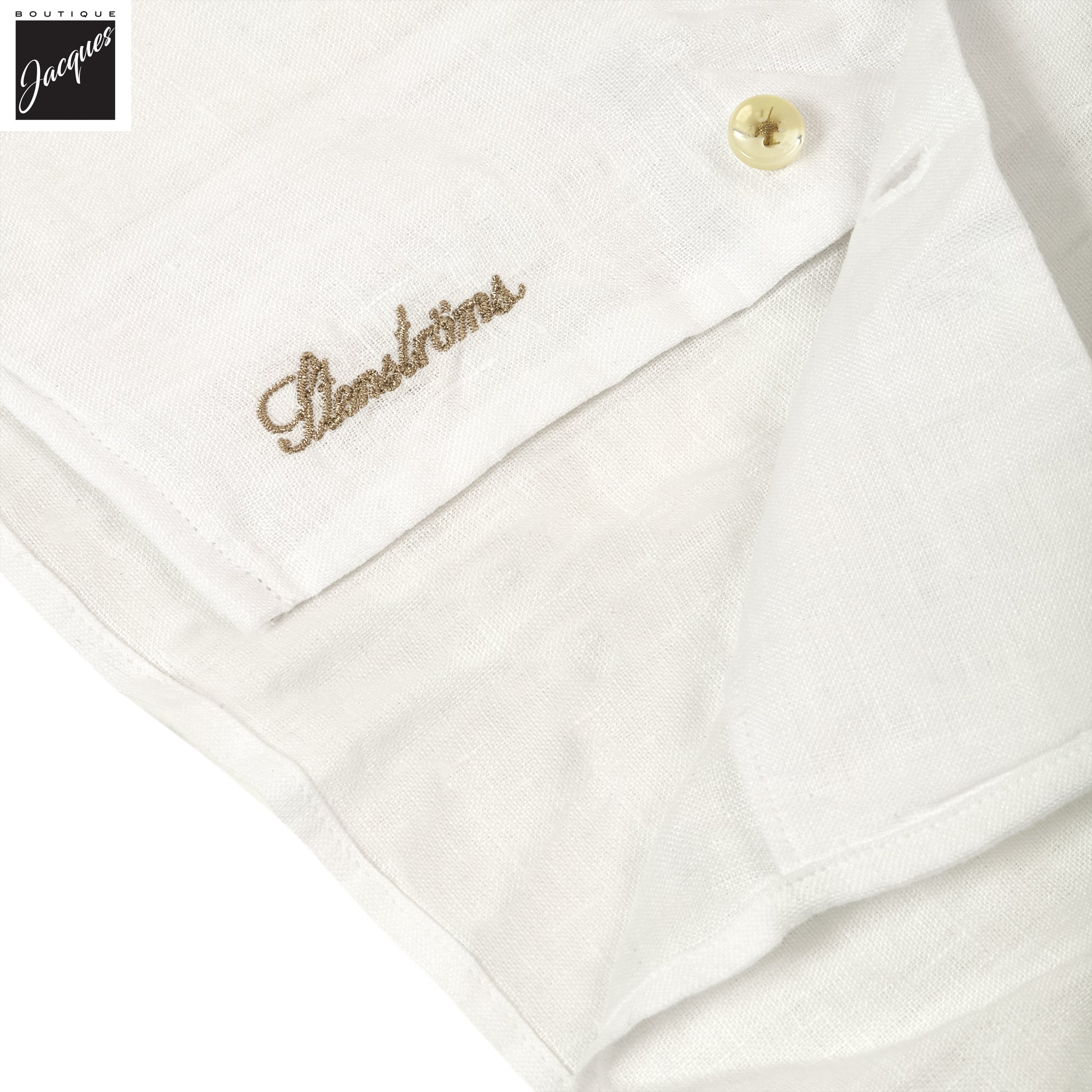 White Short Sleeve Linen Regular Fit Resort Shirt - Stenströms - Boutique Jacques International