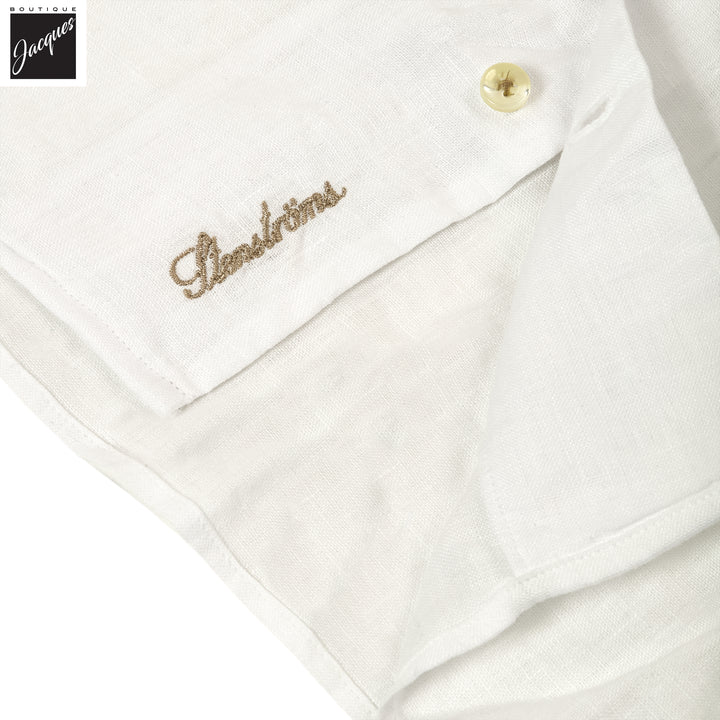 White Short Sleeve Linen Regular Fit Resort Shirt - Stenströms - Boutique Jacques International