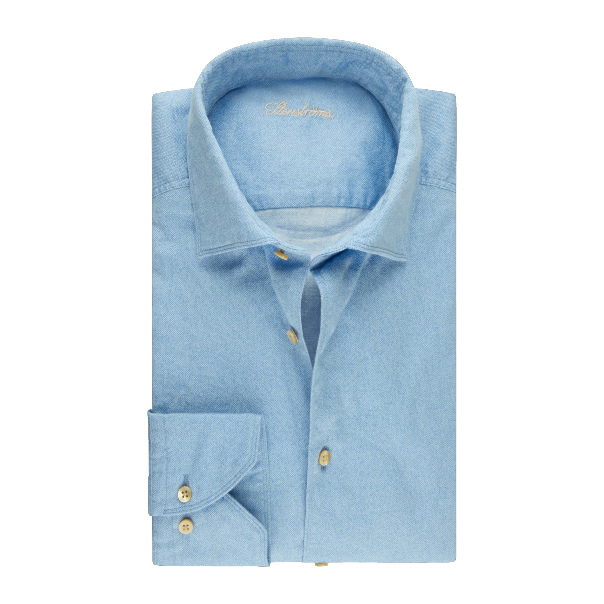 Cornflower Blue Oxford Cotton Regular Fit Casual Shirt - Stenströms