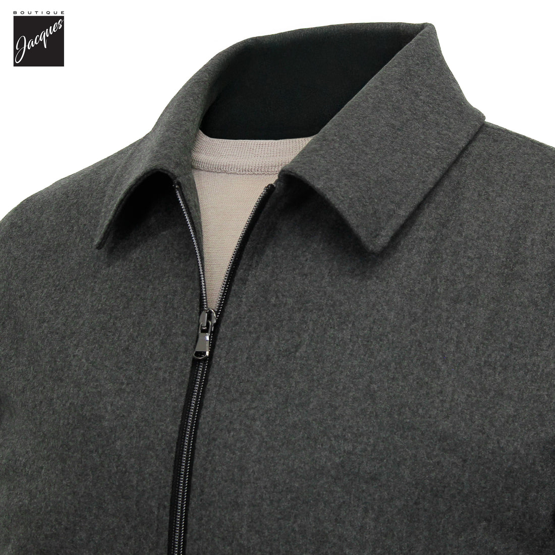 Bomber zippé en flanelle de laine gris foncé Vitale Barberis - Luigi Bianchi