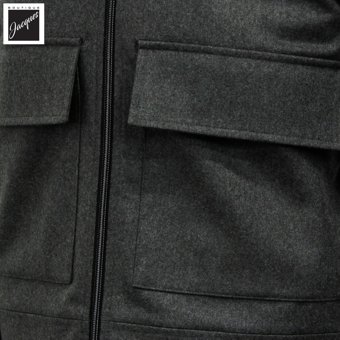 Bomber zippé en flanelle de laine gris foncé Vitale Barberis - Luigi Bianchi