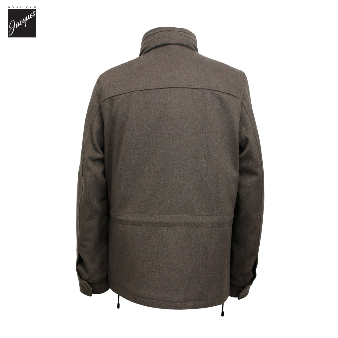 Manteau en laine Rain System™ taupe avec capuchon dissimulé - Luigi Bianchi