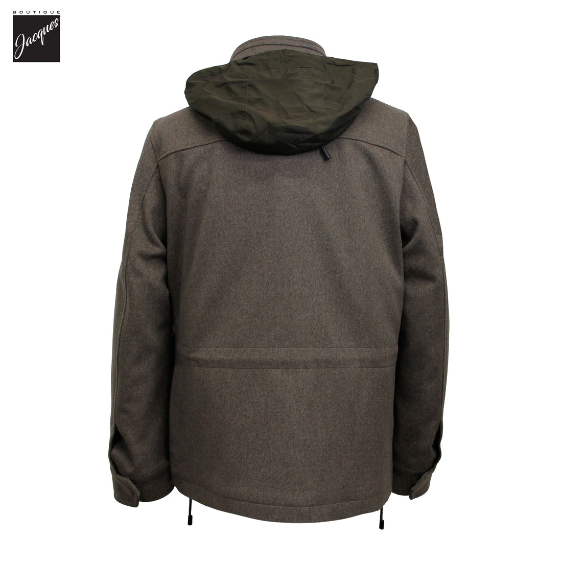 Manteau en laine Rain System™ taupe avec capuchon dissimulé - Luigi Bianchi