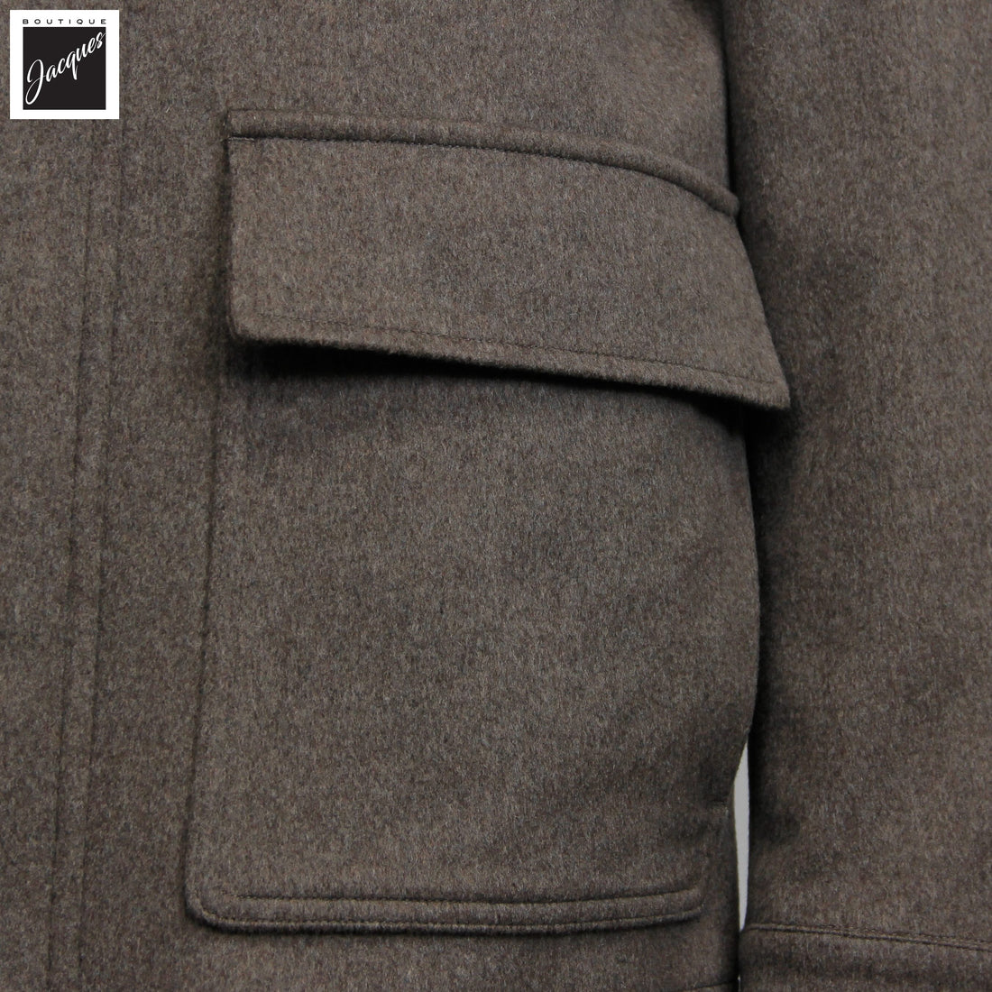 Manteau en laine Rain System™ taupe avec capuchon dissimulé - Luigi Bianchi