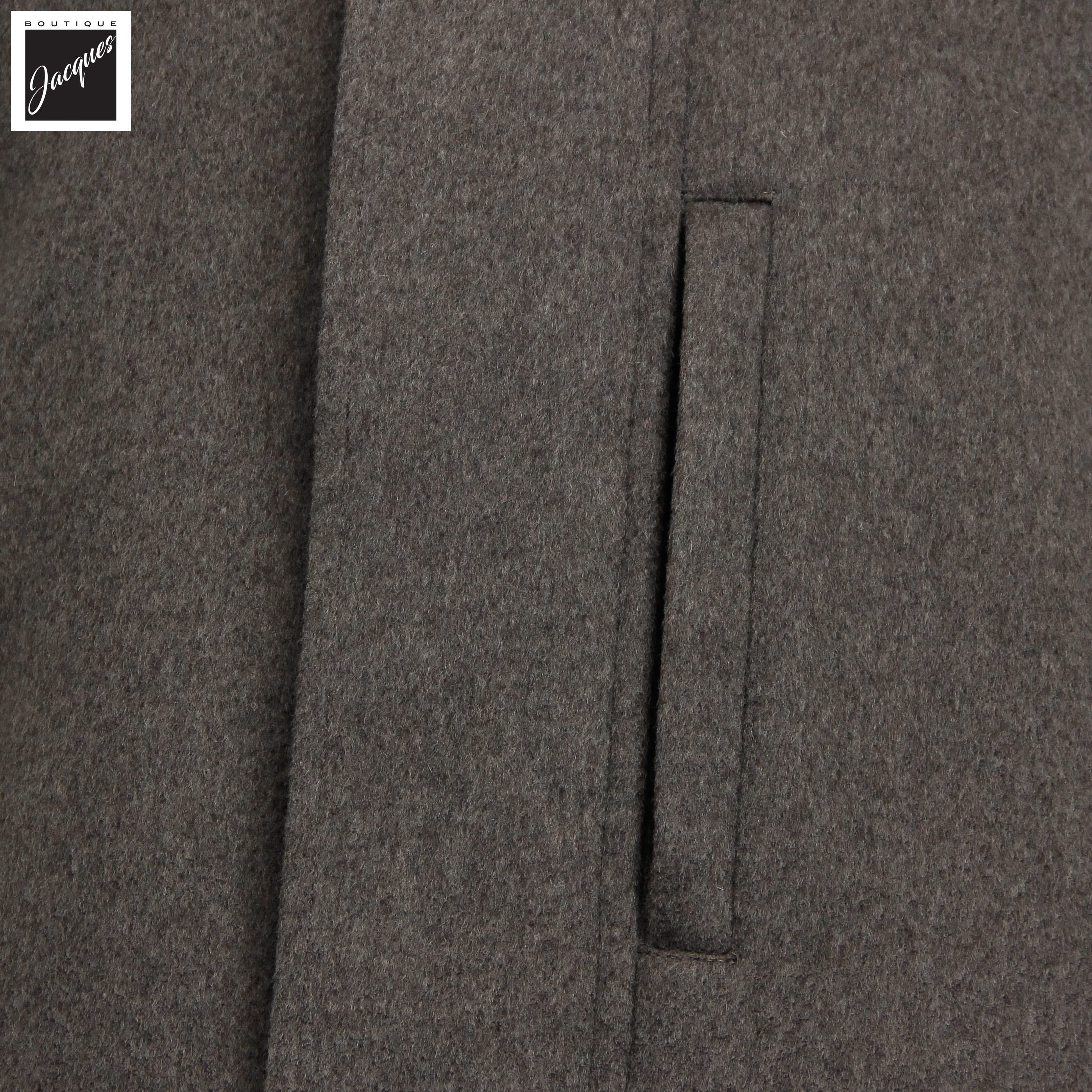 Manteau en laine Rain System™ taupe avec capuchon dissimulé - Luigi Bianchi