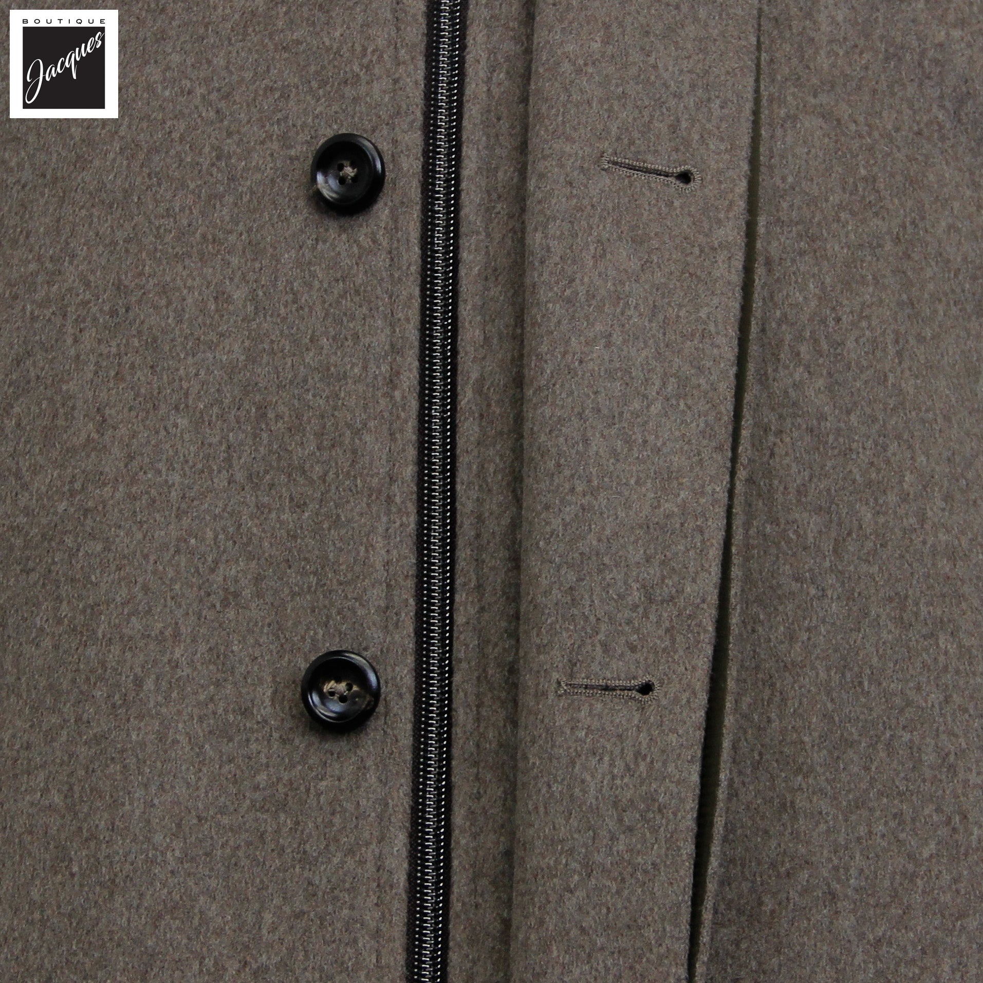 Manteau en laine Rain System™ taupe avec capuchon dissimulé - Luigi Bianchi