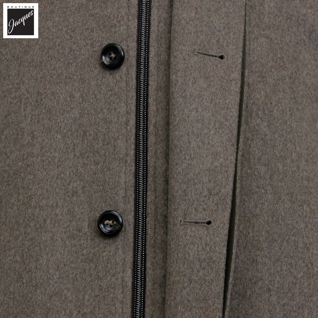 Manteau en laine Rain System™ taupe avec capuchon dissimulé - Luigi Bianchi