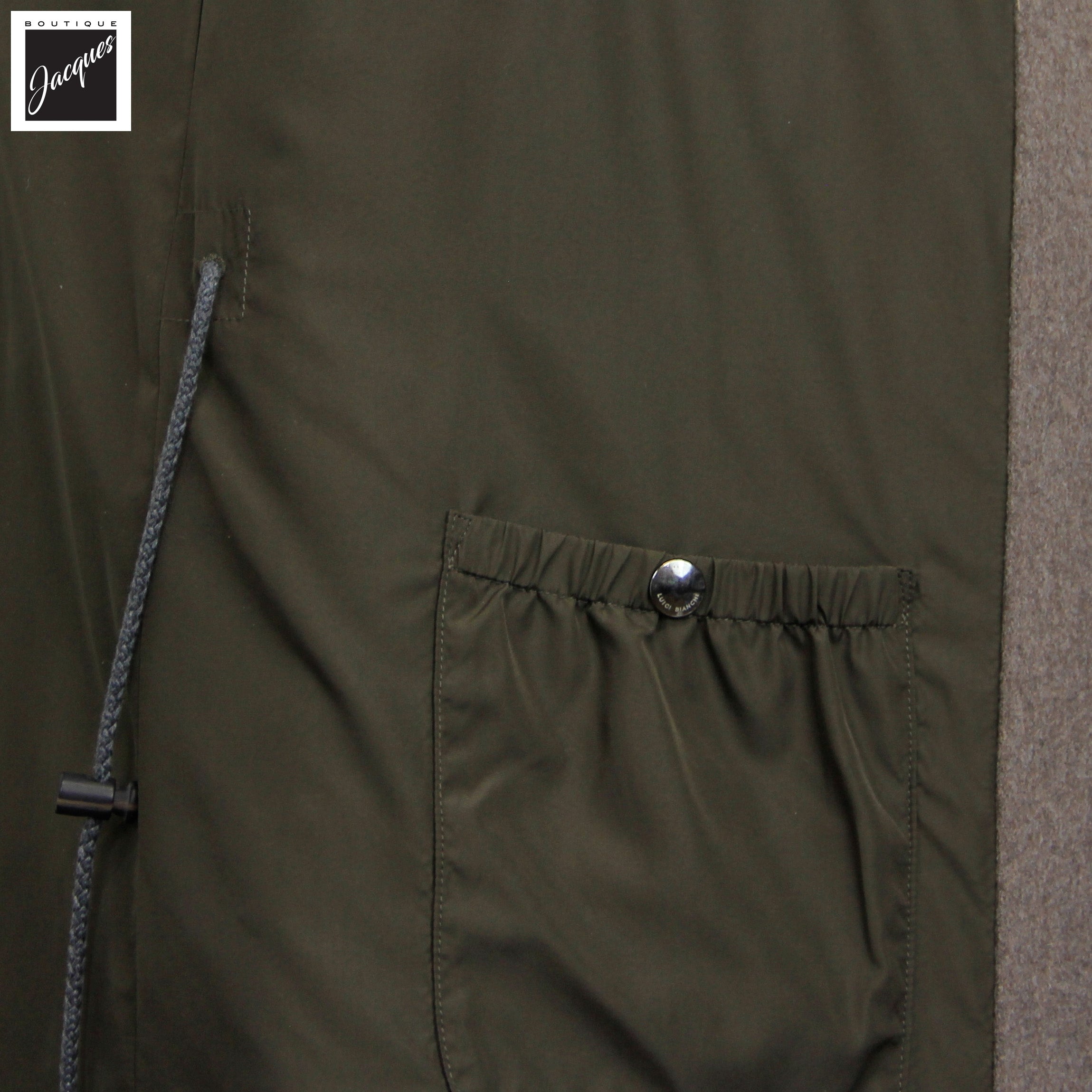 Manteau en laine Rain System™ taupe avec capuchon dissimulé - Luigi Bianchi