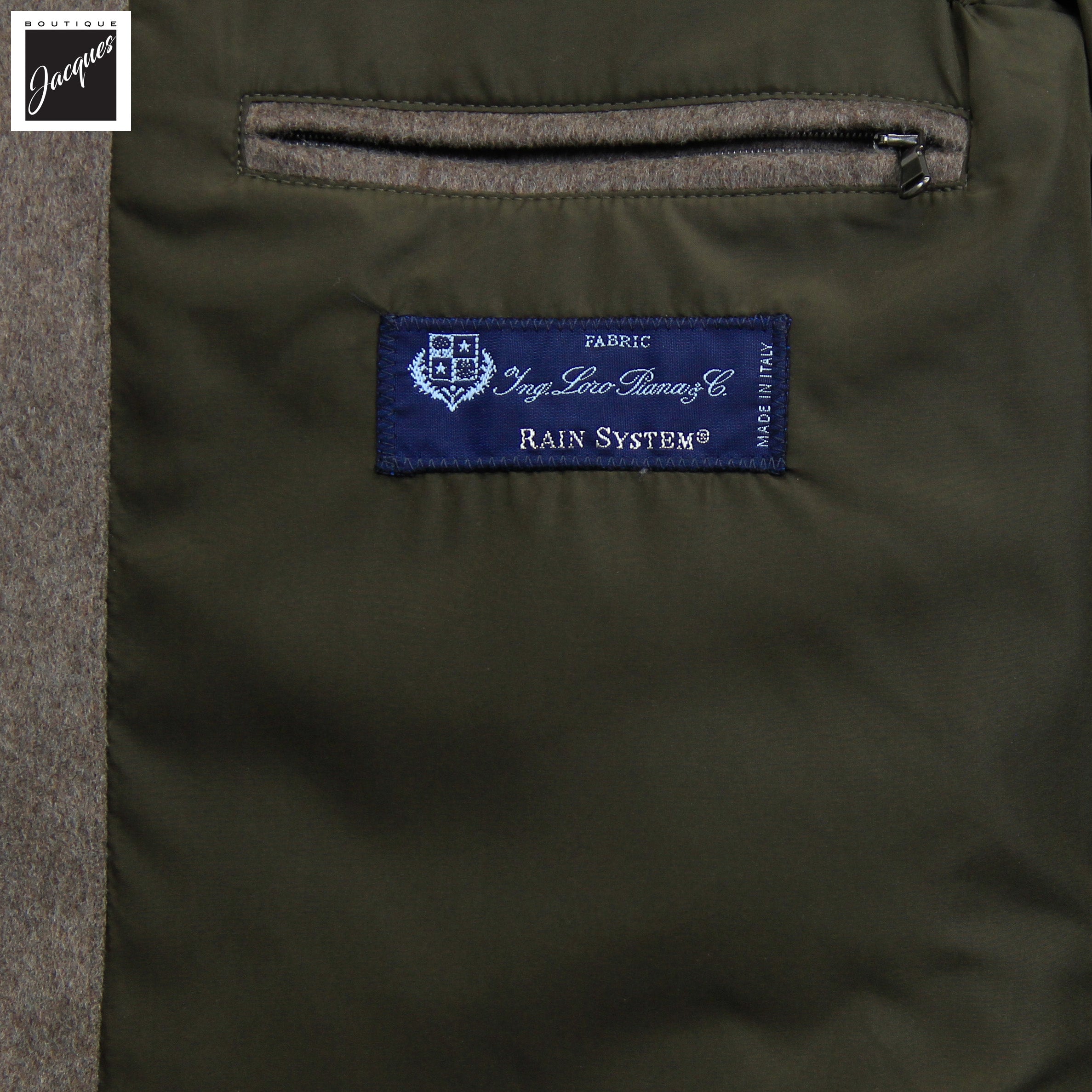 Manteau en laine Rain System™ taupe avec capuchon dissimulé - Luigi Bianchi
