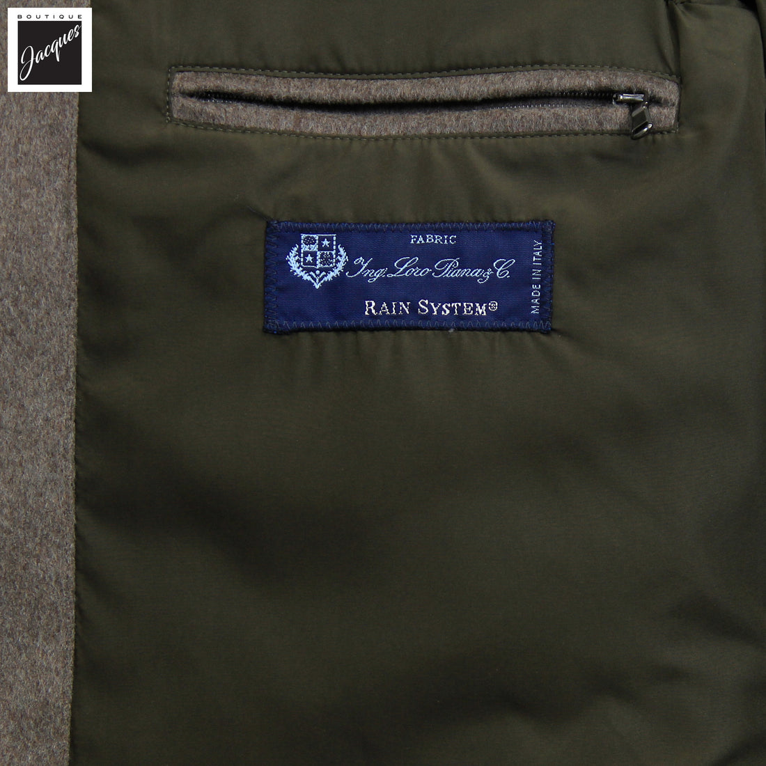 Manteau en laine Rain System™ taupe avec capuchon dissimulé - Luigi Bianchi