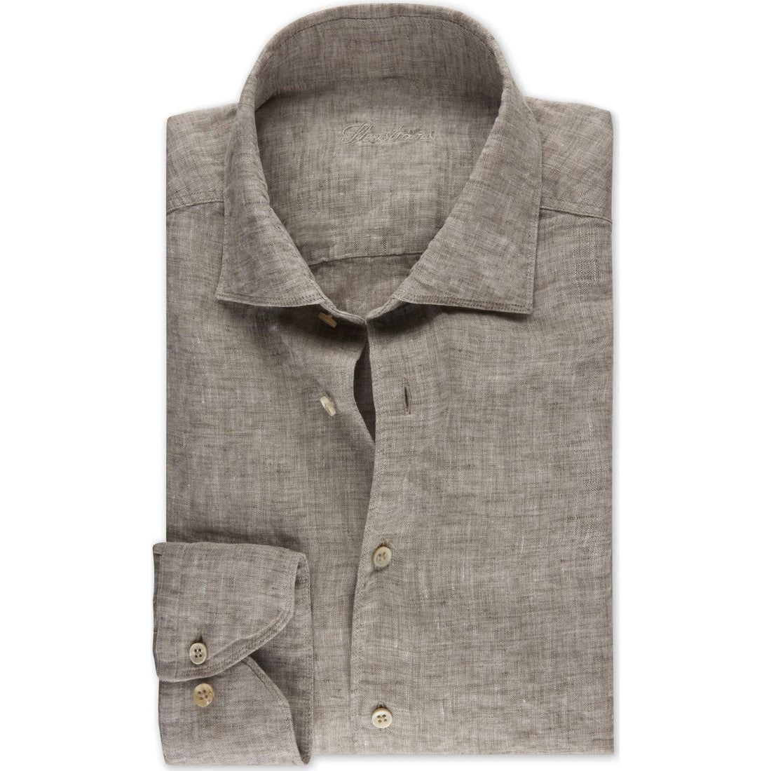 Beige Linen Fitted Body Shirt - Stenströms
