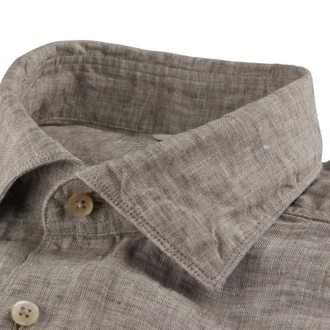 Beige Linen Fitted Body Shirt - Stenströms