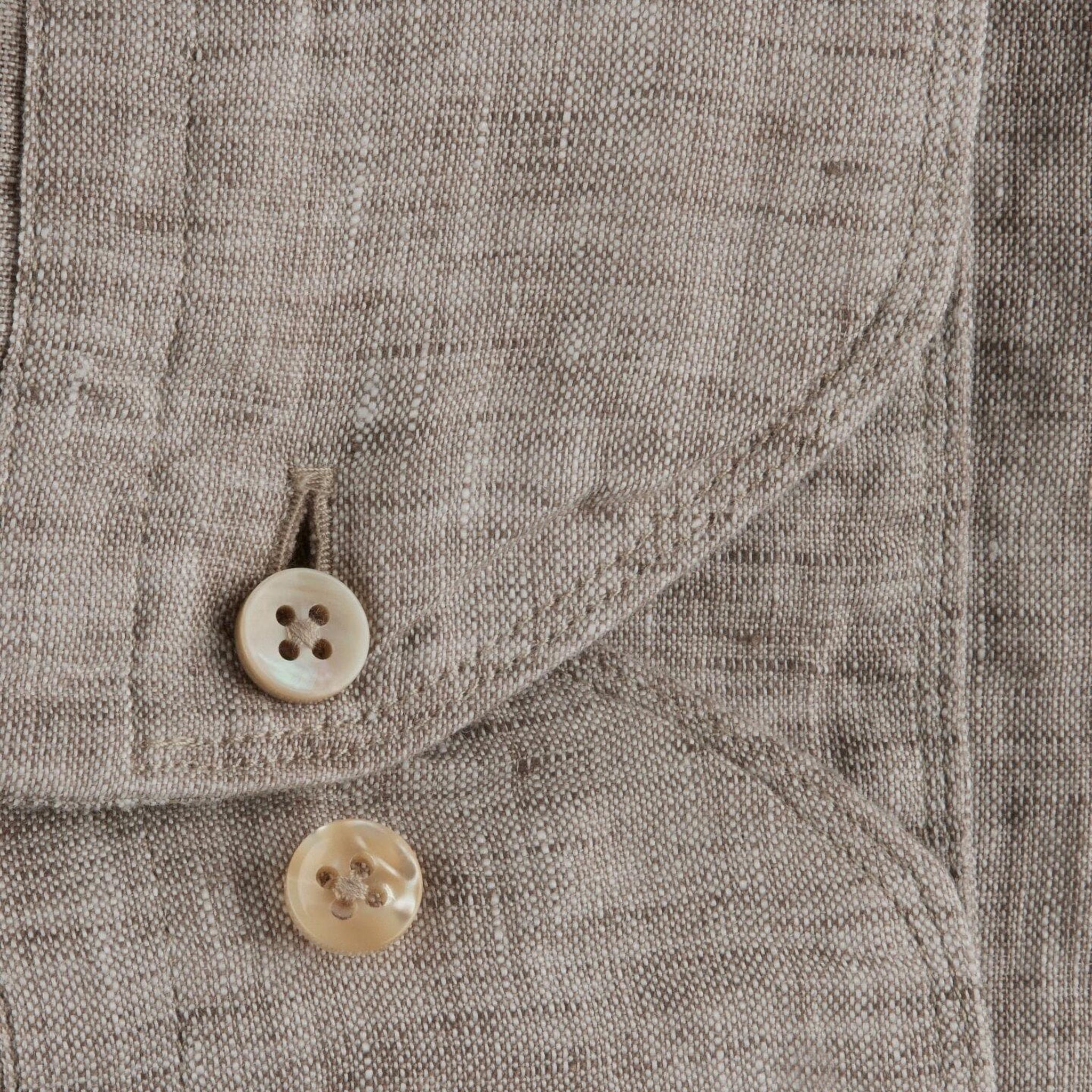 Beige Linen Fitted Body Shirt - Stenströms