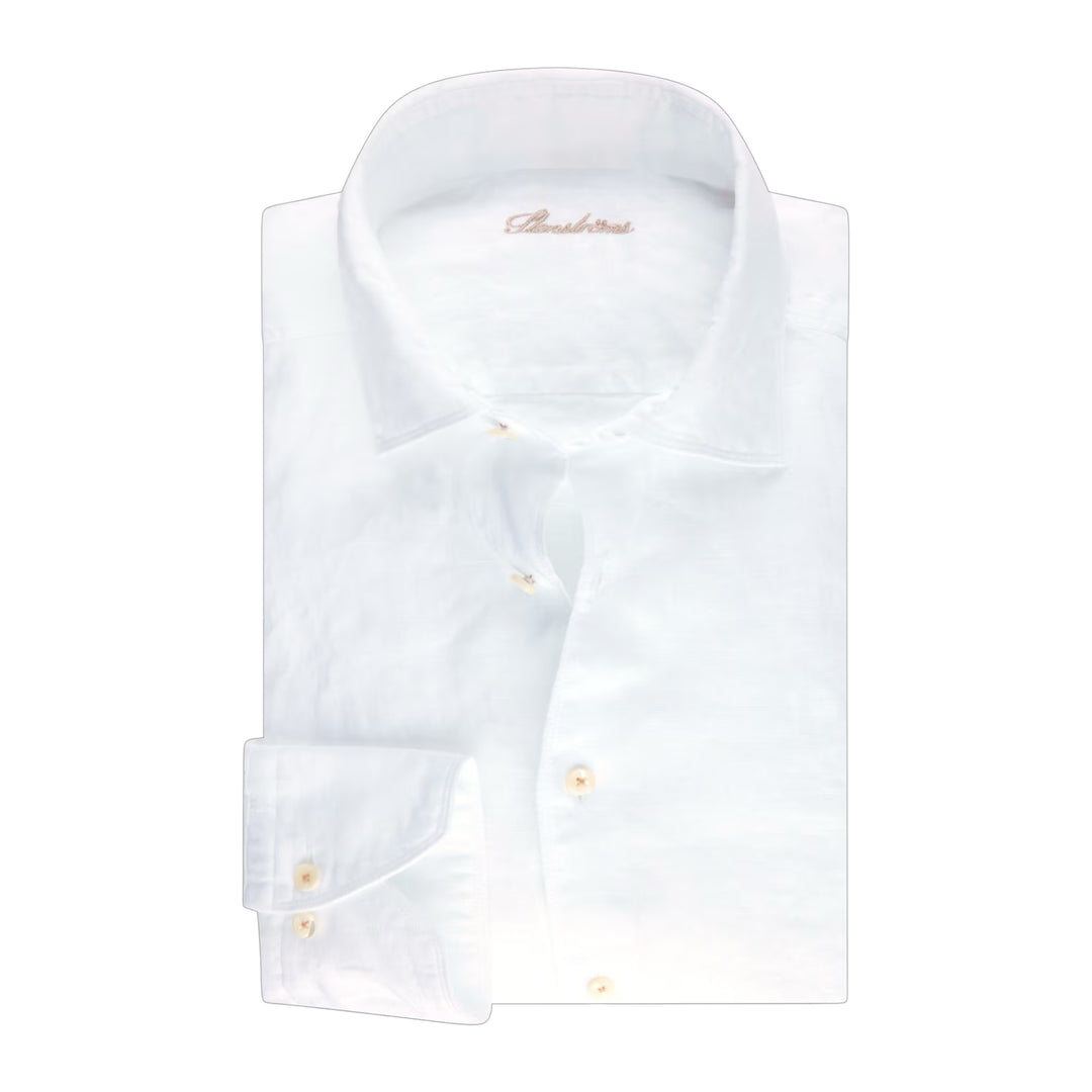 White Linen Fitted Body Casual Shirt - Stenströms - Boutique Jacques International