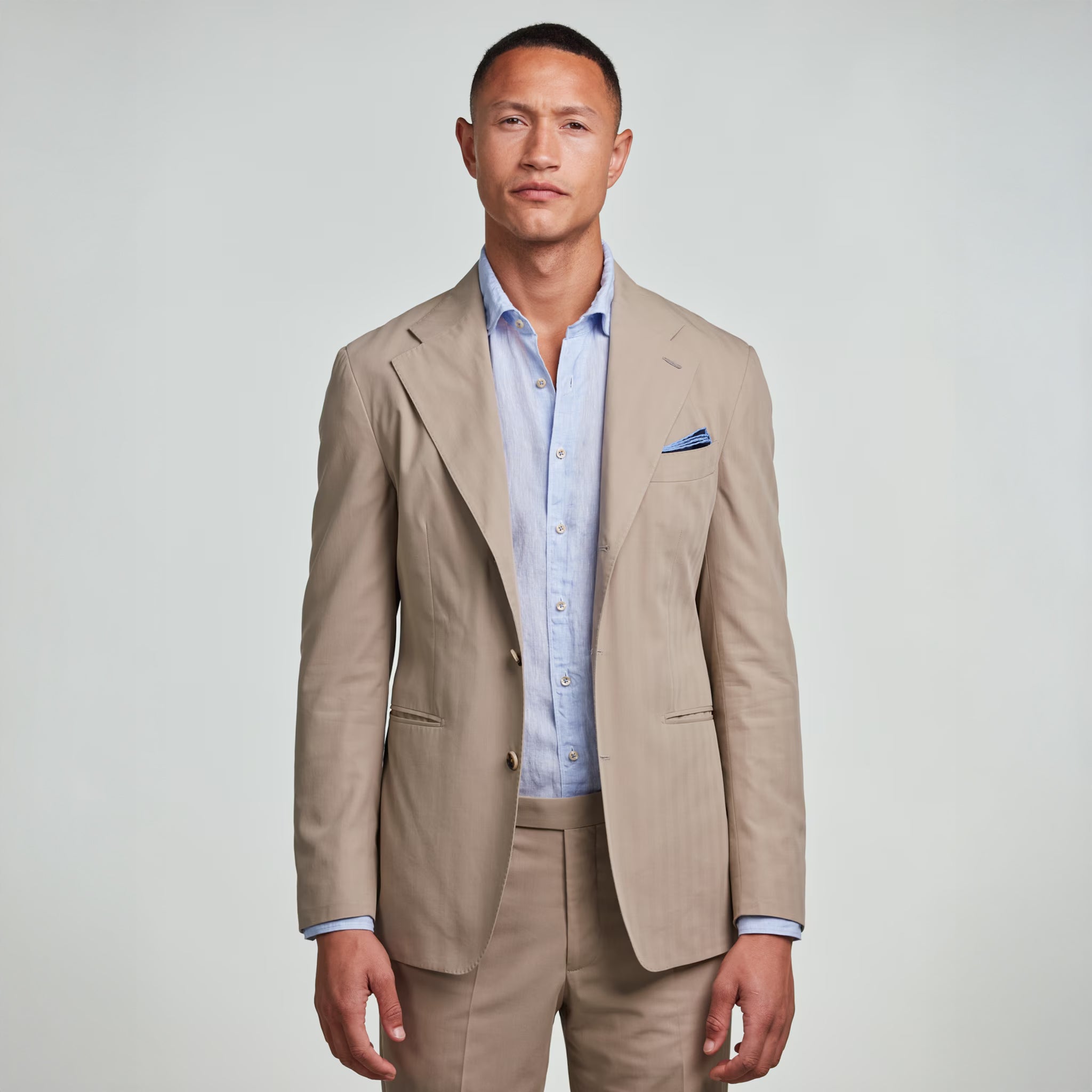 Light Blue Linen Fitted Body Casual Shirt - Stenströms - Boutique Jacques International