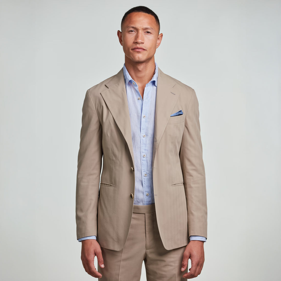 Light Blue Linen Fitted Body Casual Shirt - Stenströms - Boutique Jacques International