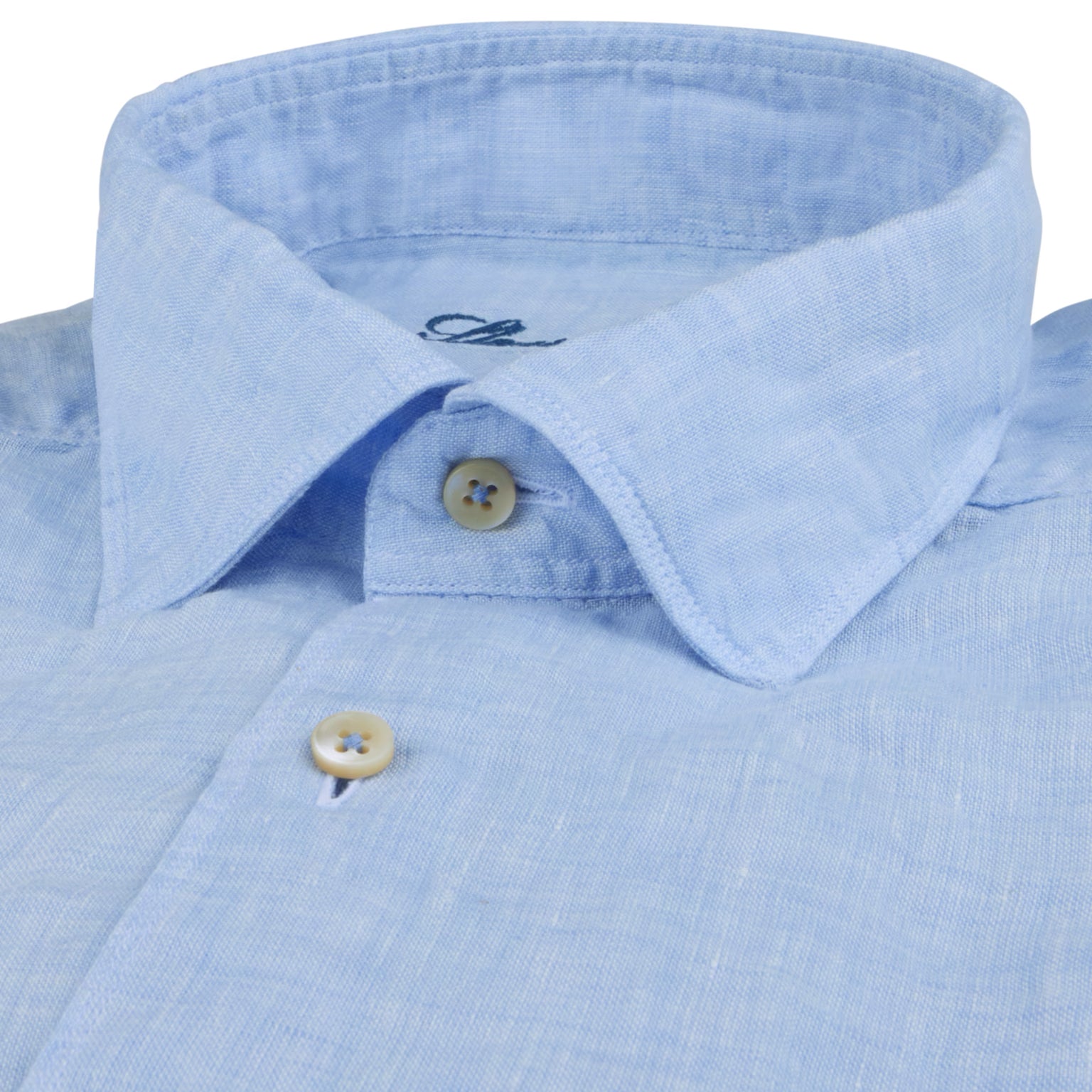 Light Blue Linen Fitted Body Casual Shirt - Stenströms - Boutique Jacques International