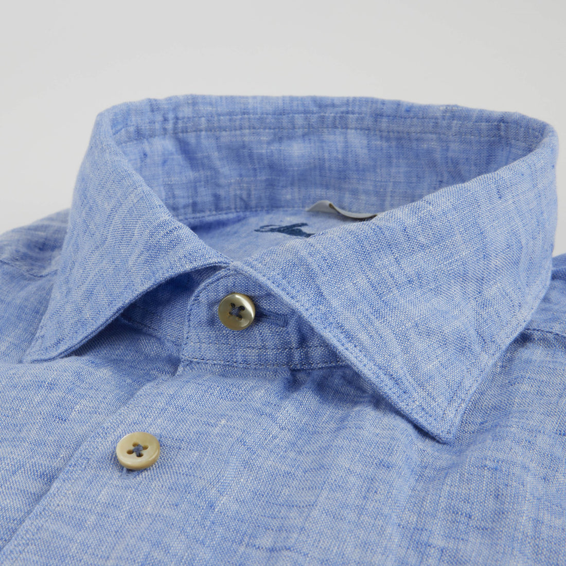 Blue Linen Fitted Body Casual Shirt - Stenströms - Boutique Jacques International