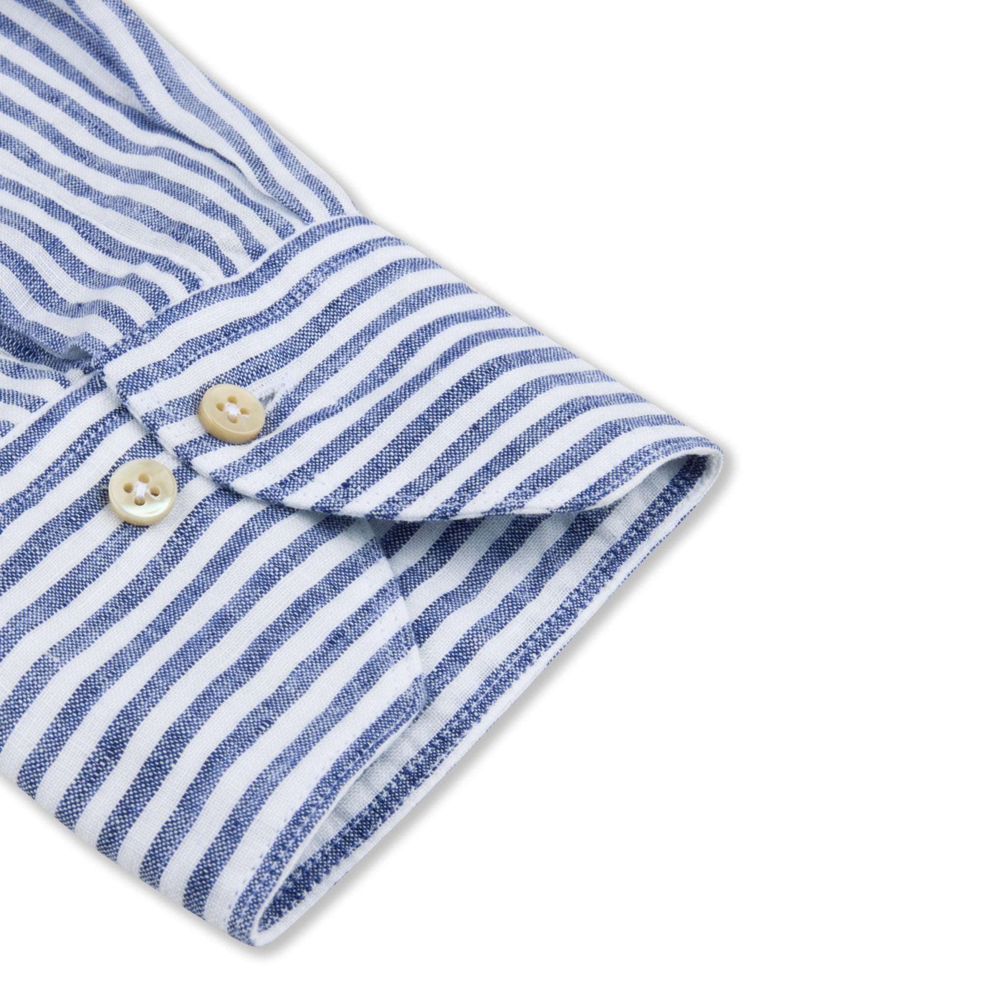 Navy Striped Linen Casual Fitted Body Shirt - Stenströms - Boutique Jacques International