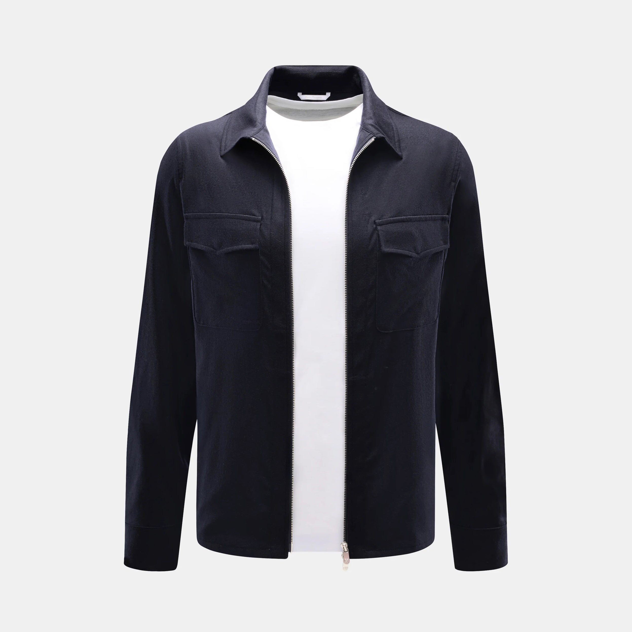 Navy Wool-Cashmere Stretch Blouson Jacket - Marco Pescarolo