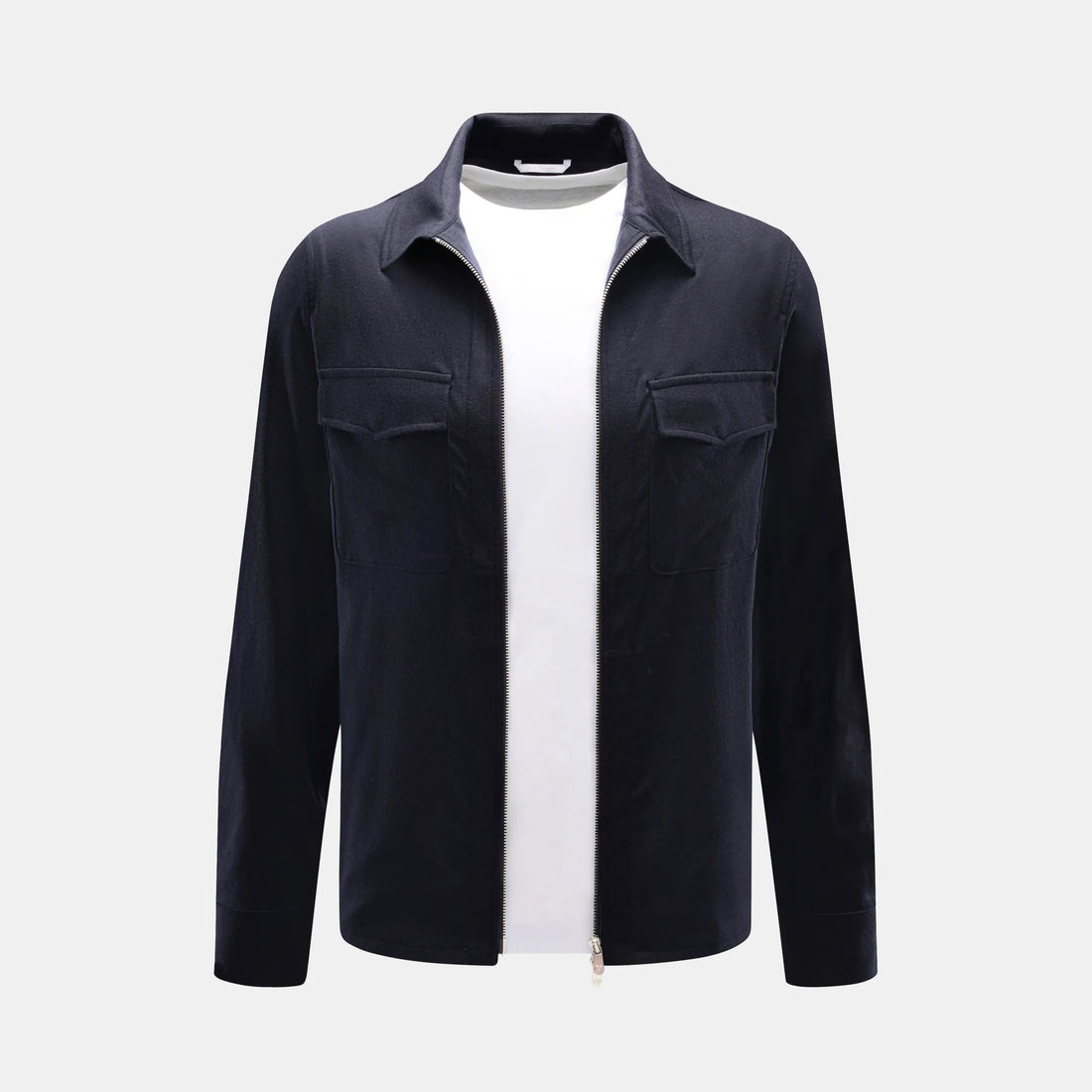 Navy Wool-Cashmere Stretch Blouson Jacket - Marco Pescarolo