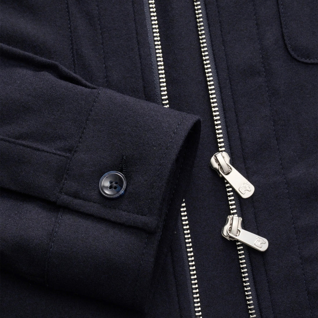 Navy Wool-Cashmere Stretch Blouson Jacket - Marco Pescarolo