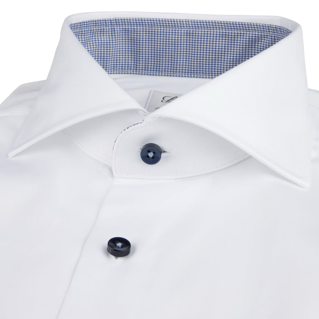 White Twill Fitted Body Shirt with Blue Contrast Details - Stenströms - Boutique Jacques International