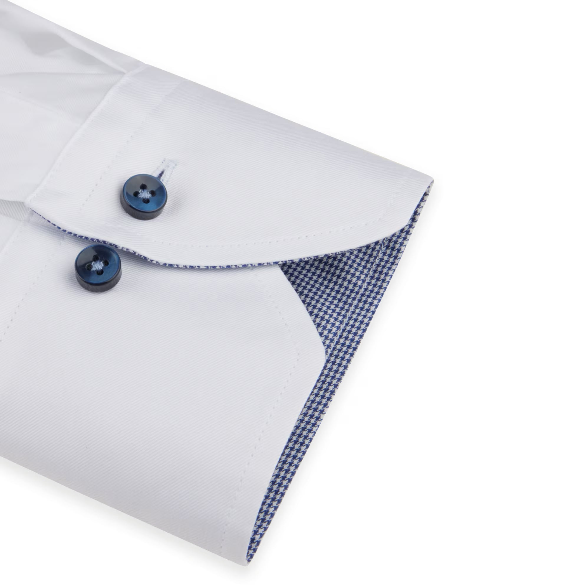 White Twill Fitted Body Shirt with Blue Contrast Details - Stenströms - Boutique Jacques International