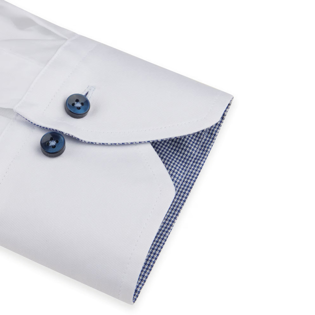 White Twill Fitted Body Shirt with Blue Contrast Details - Stenströms - Boutique Jacques International