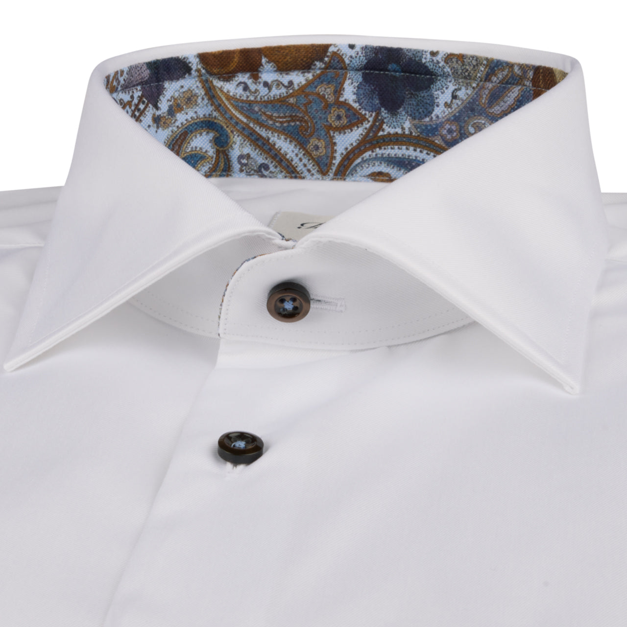 White Contrast Twill Fitted Body Shirt - Stenströms