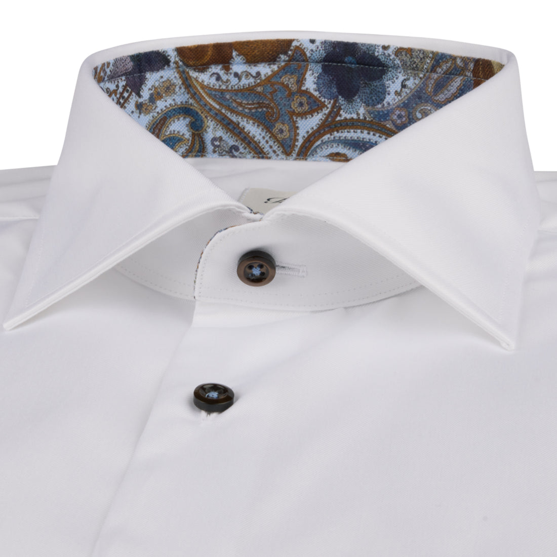 White Contrast Twill Fitted Body Shirt - Stenströms