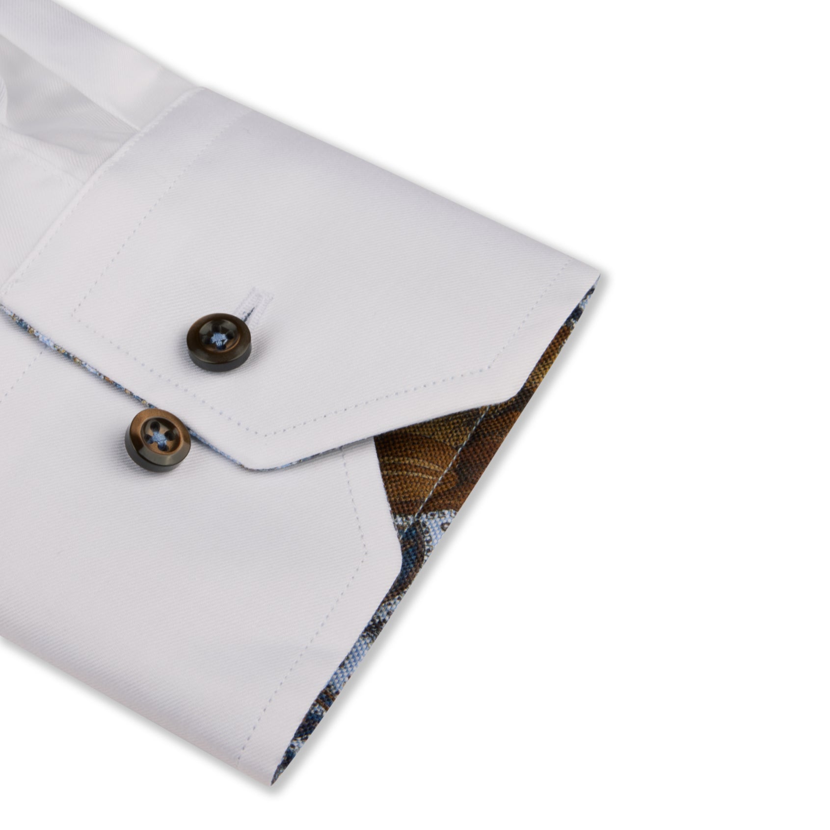 White Contrast Twill Fitted Body Shirt - Stenströms