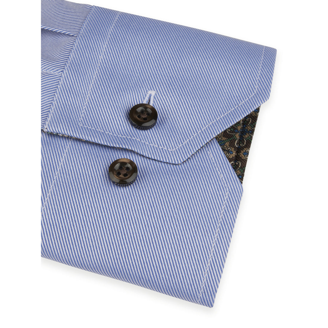 Blue w/ Contrast Textured Twill Fitted Body Shirt - Stenströms