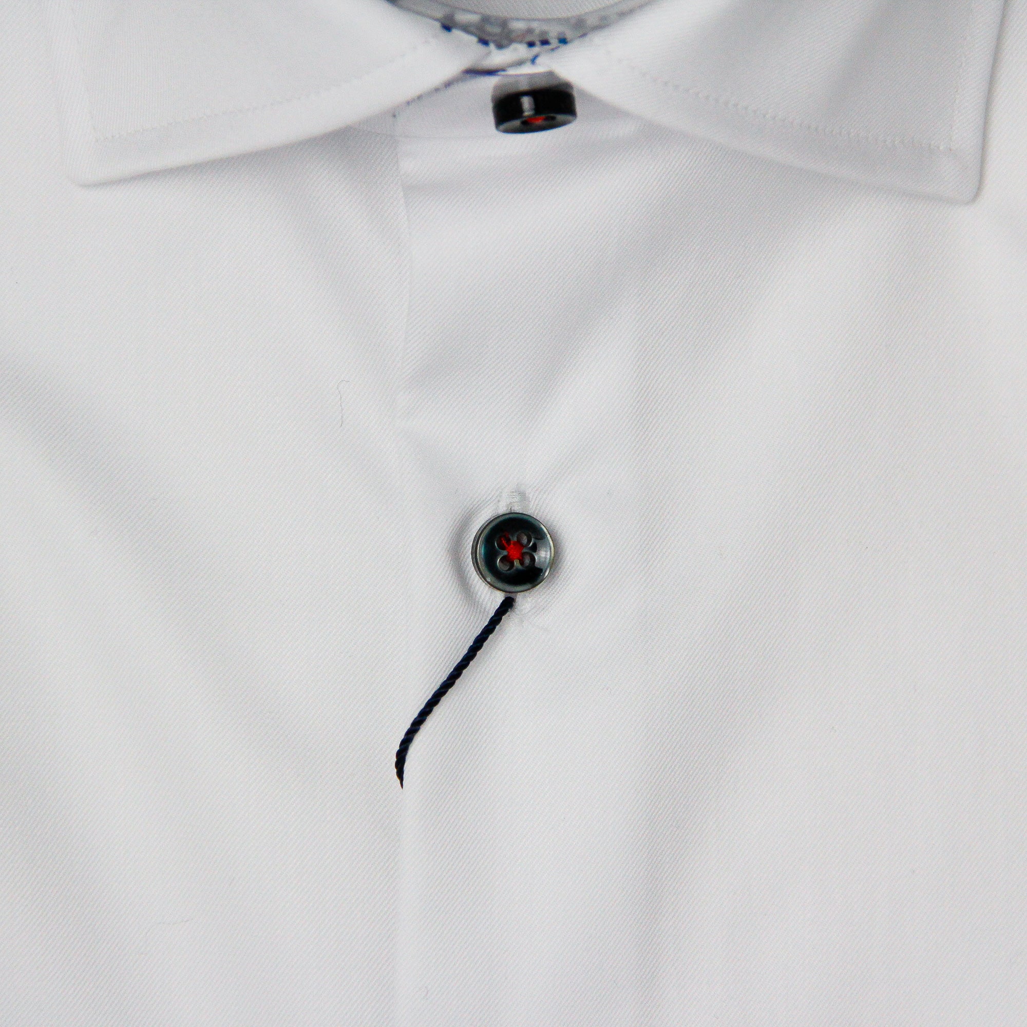 White w/ Contrast Details & Heart Motif Trim Fitted Body Shirt - Stenströms