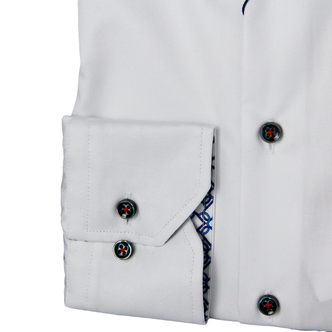 White w/ Contrast Details & Heart Motif Trim Fitted Body Shirt - Stenströms