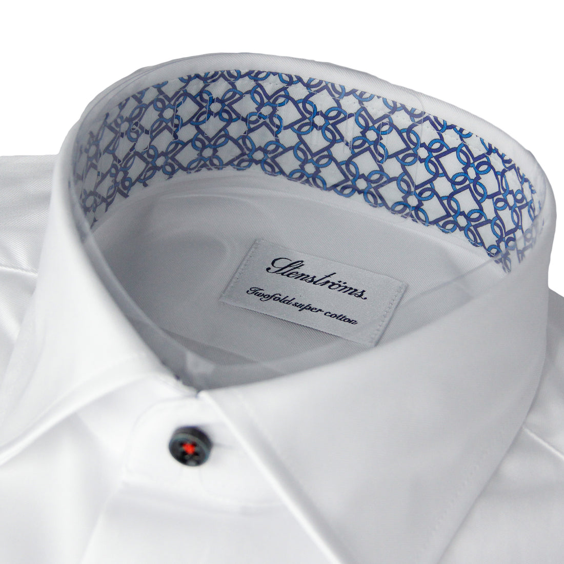 White w/ Contrast Details & Heart Motif Trim Fitted Body Shirt - Stenströms