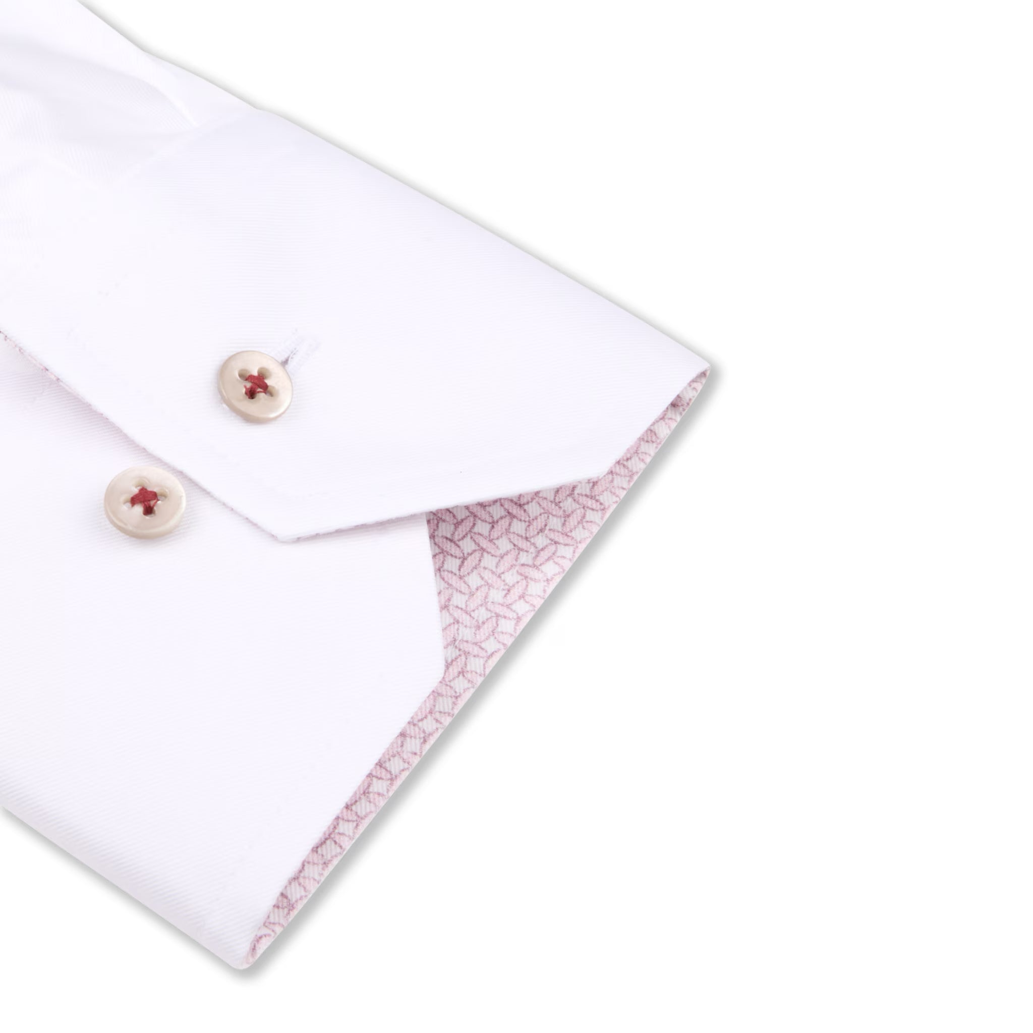 White Twill Slimline Dress Shirt with Pink Contrast Details - Stenströms