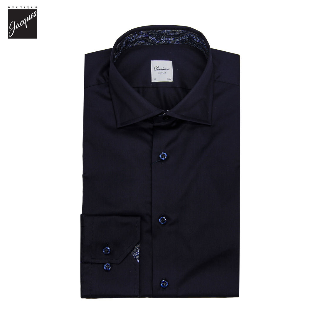 Chemise habillée en sergé bleu marine coupe classique avec contraste - Stenströms