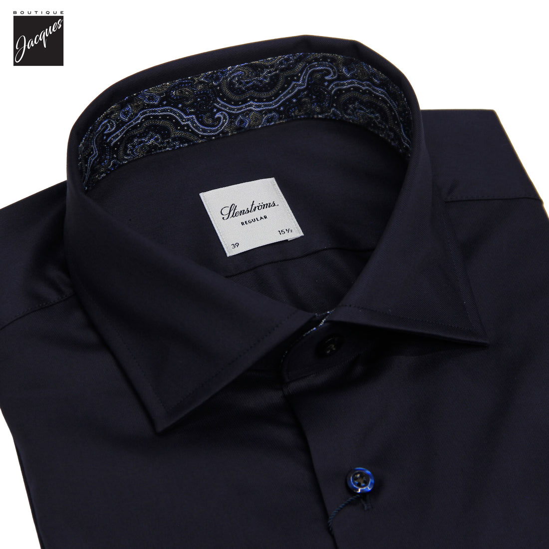 Chemise habillée en sergé bleu marine coupe classique avec contraste - Stenströms
