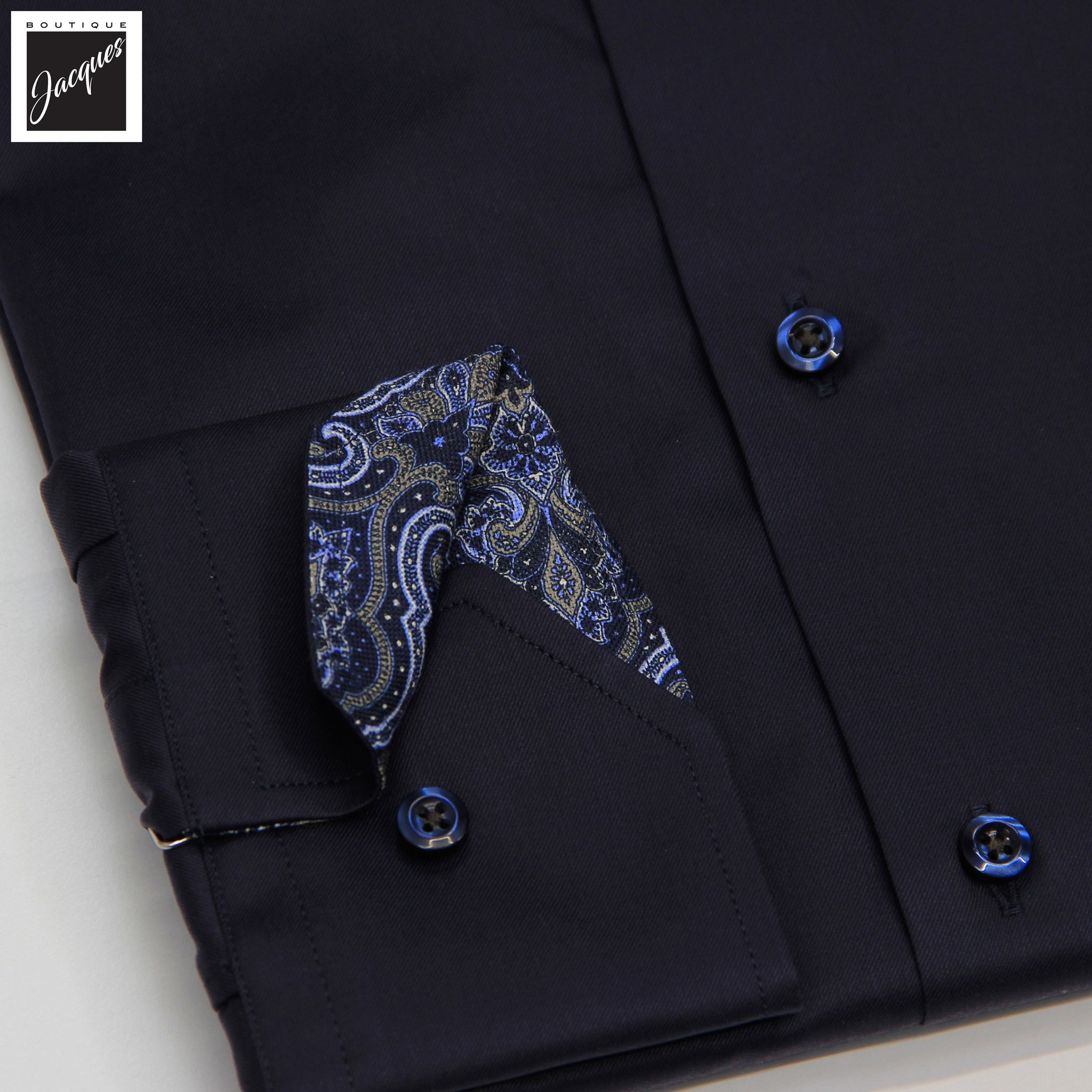 Chemise habillée en sergé bleu marine coupe classique avec contraste - Stenströms