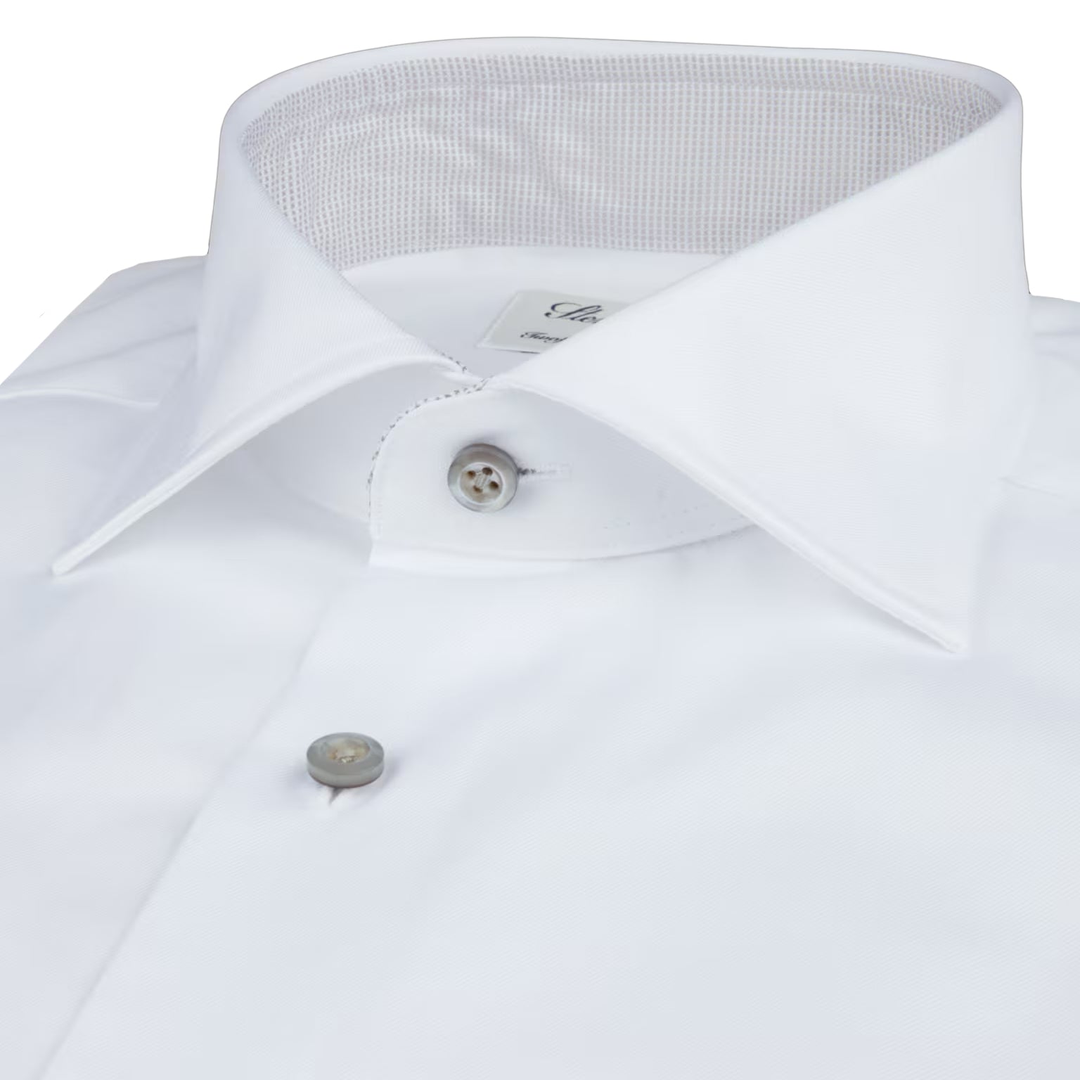White Twill Fitted Body Shirt with Gray Contrast Details - Stenströms - Boutique Jacques International