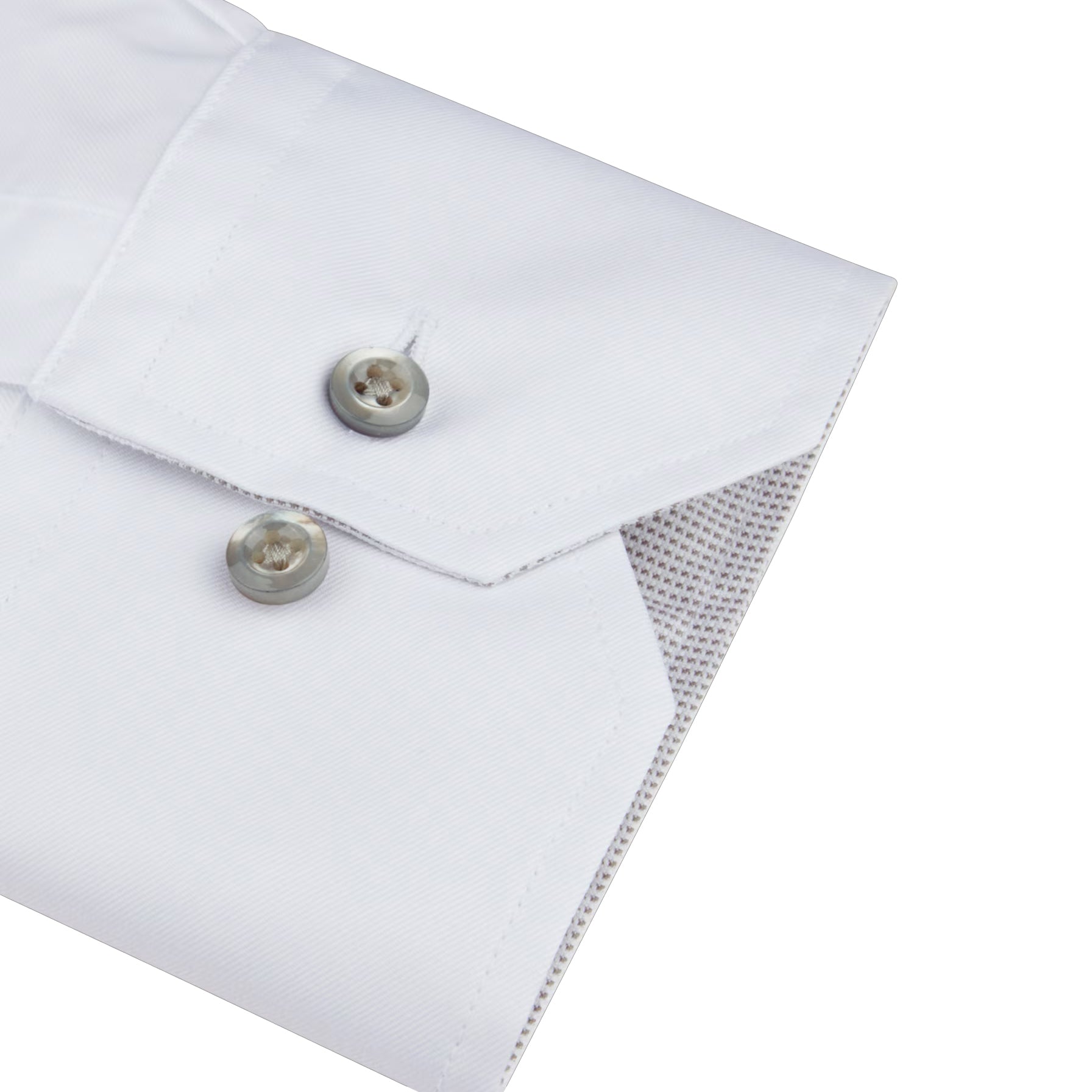 White Twill Fitted Body Shirt with Gray Contrast Details - Stenströms - Boutique Jacques International