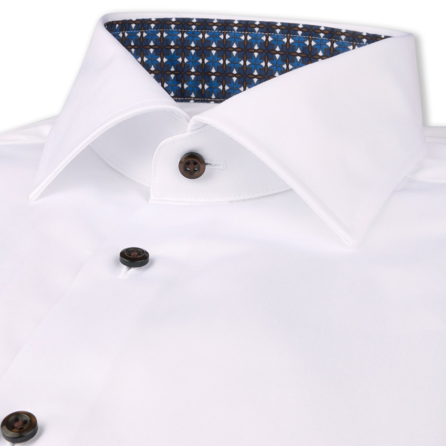 White Twill Fitted Body Shirt w/ Contrast - Stenströms