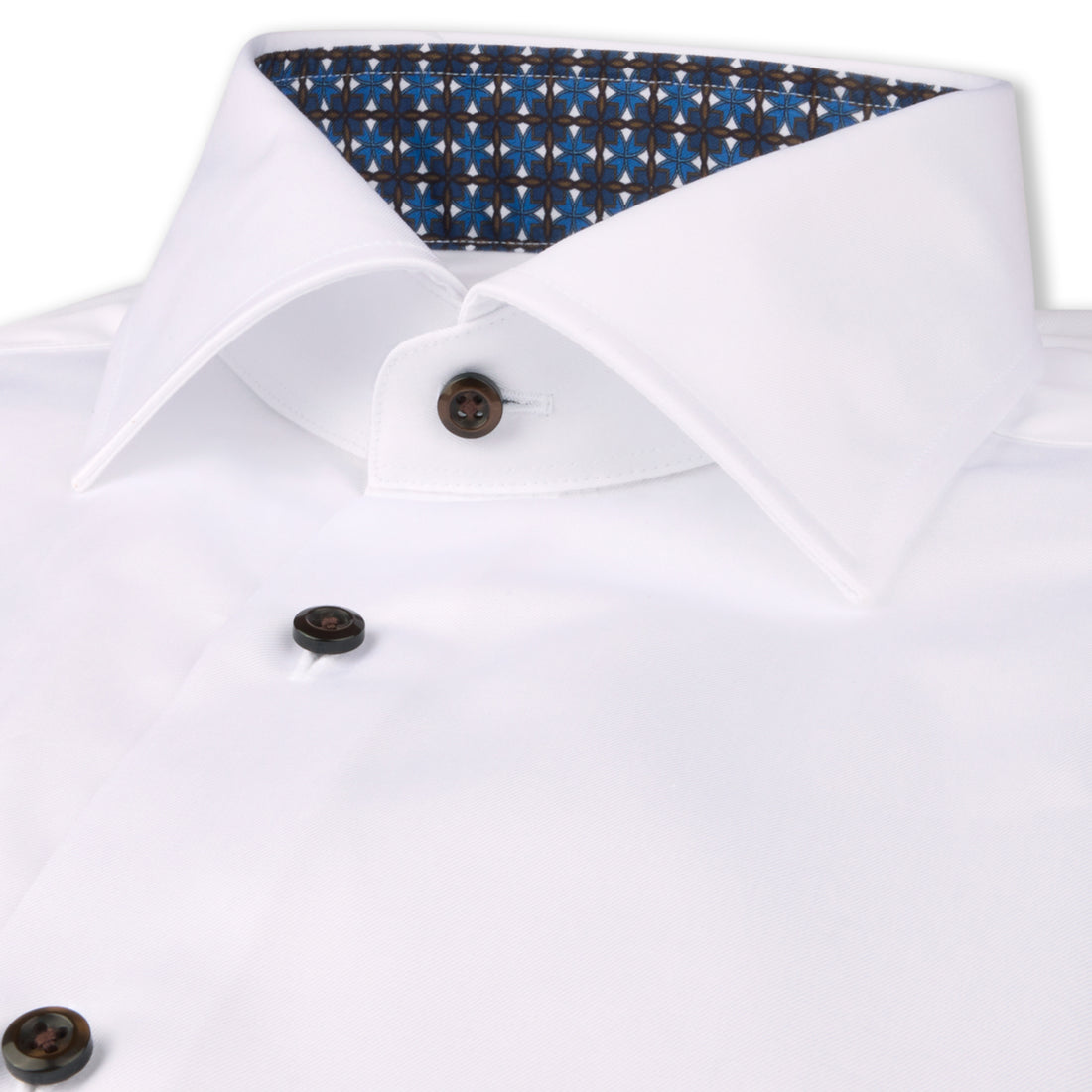 White Twill Fitted Body Shirt w/ Contrast - Stenströms